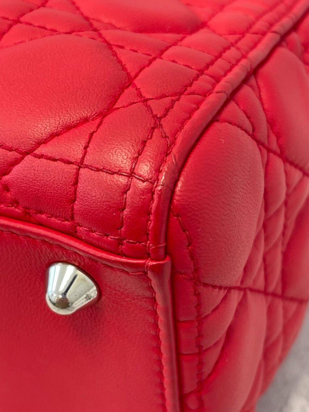 Dior Lady Dior in Red Lambskin - Large - Preowned - Picture 14 of 16